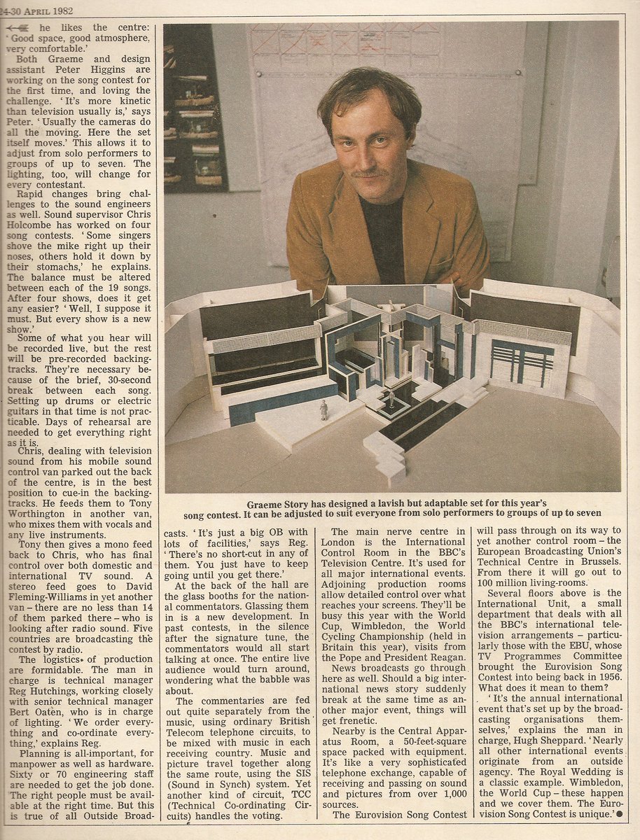 Radiojottings's tweet photo. With #JanLeeming trending last night on  #Eurovision2023 I've dug out the 1982 Radio Times when the ESC came from Harrogate. Running time just over 2 hours! Behind the scenes article. Last night Germany were bottom of the table but in 82 Nicole's Ein Biβchen Frieden won https://t.co/qMxBTa8duR