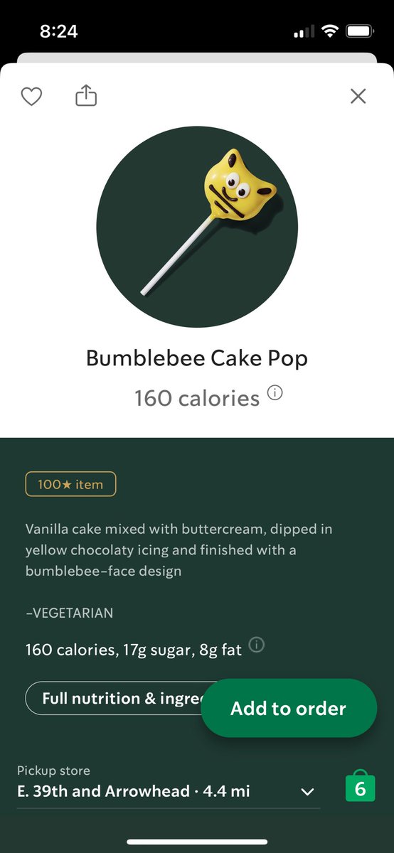 Some people might see a happpy little <a href="/Starbucks/">Starbucks</a> bumblebee cake pop, but I see the cake pop as an anxious tiger face. Is it just me?!