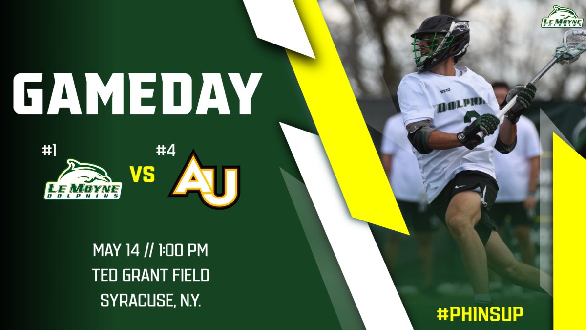 It's GAME DAY!  We open pursuit of our seventh NCAA Championship at home with a quarterfinal matchup against our downstate rival!

🆚 #4 Adelphi University Panthers
⏰1:00 PM
🏟️Ted Grant Field - Syracuse, N.Y
📊lemoynedolphins.com/sidearmstats/m…
📺 ne10now.tv/lemoynecollege
🐬 #PhinsUp