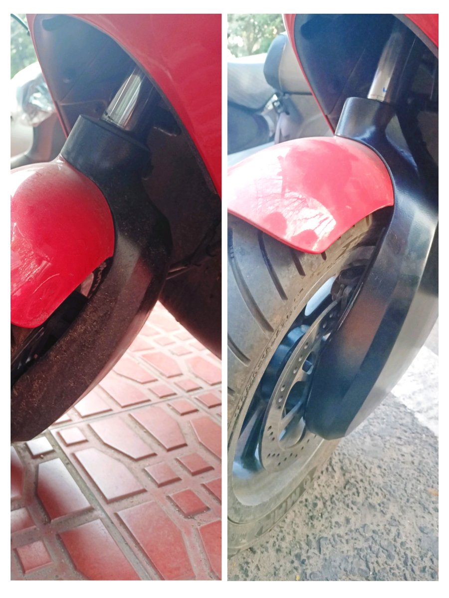 RahulAcharyaBH's tweet photo. We all know that centre stand &amp; footstep is a part of every 2 wheeler. But this wasn't the same with Ola. Today after fixing these 2 items Ola now looks perfect 👌

Also got replaced with new front fork arm. Thank you @bhash @OlaElectric https://t.co/XXHFYE0vEZ