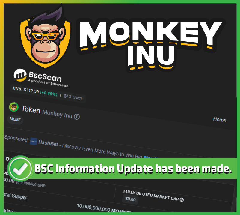 monkeyinucoin's tweet photo. ✅BSC Information Update has been made. 🚀 https://t.co/zB19kfwMS9