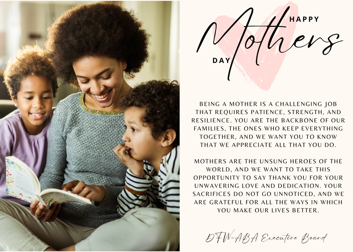 The Executive Board of the Dallas/Fort Worth Alliance of Black Accountants, would like to extend our warmest wishes to all the Mother’s out there on this special day.

#MomsRock #mothersday2023