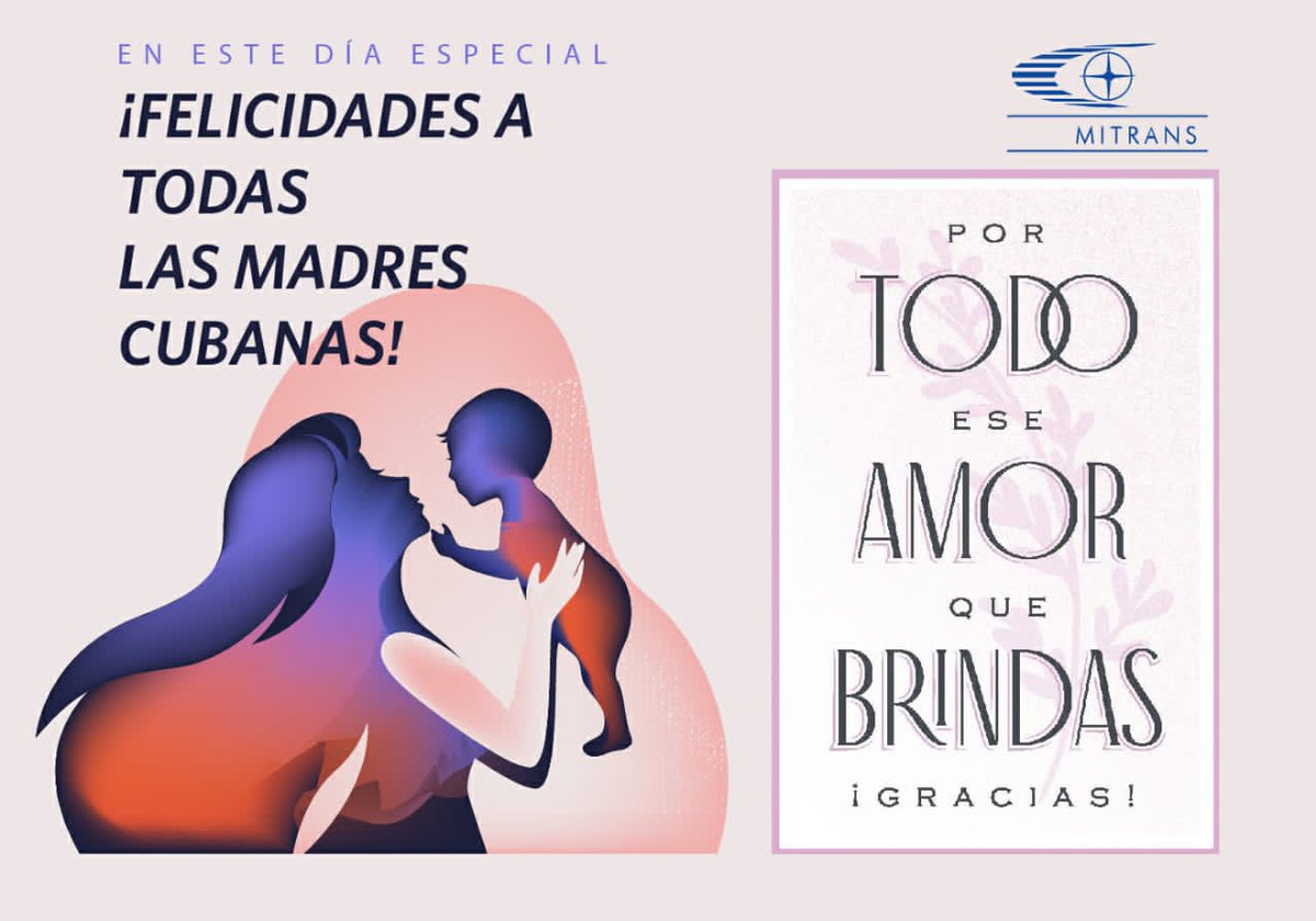 En el #DíaDeLasMadres , desde el <a href="/MitransCuba/">Ministerio del Transporte de Cuba</a> felicitamos a todas las madres cubanas y en especial a las madres transportistas. Llegue nuestro respeto, cariño y admiración para quienes mejor saben querer. Lindo día y Muchas, Muchas  Felicidades. #TransporteCuba