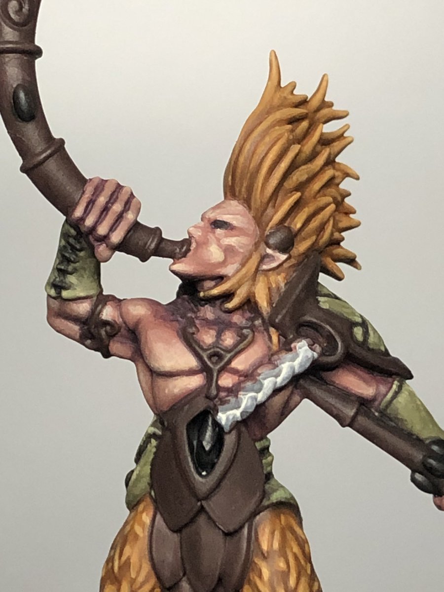 FancyKelvin's tweet photo. Just as planned, I highlighted the face and done the hair. Tomorrow I’ll start on the gems and metallics.
#aos #warhammercommunity
#gamesworkshop #ageofsigmar #wip #warhammerwip #hobbypainter #paintingwarhammer #miniaturepainting 
#sylvaneth #kurnoth #skaethswildhunt #kurnothi https://t.co/TBQVmvDpIi