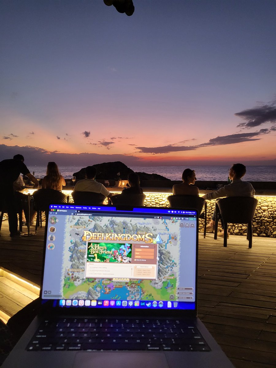 Sunset questing in Rock Bar Bali... (even when gas is high lol). Beautiful sky!

$JEWEL
<a href="/DeFiKingdoms/">DeFi Kingdoms 🔺🌿</a> 
#DFKgoesto
