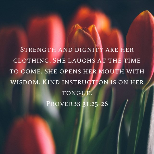 JCP4U's tweet photo. Great Rising! #RiseNPraise 25 Strength and dignity are her clothing. She laughs at the time to come. 26 She opens her mouth with wisdom. Kind instruction is on her tongue. (Proverbs 31:25-26 WMB) https://t.co/F4bP2mXkqF