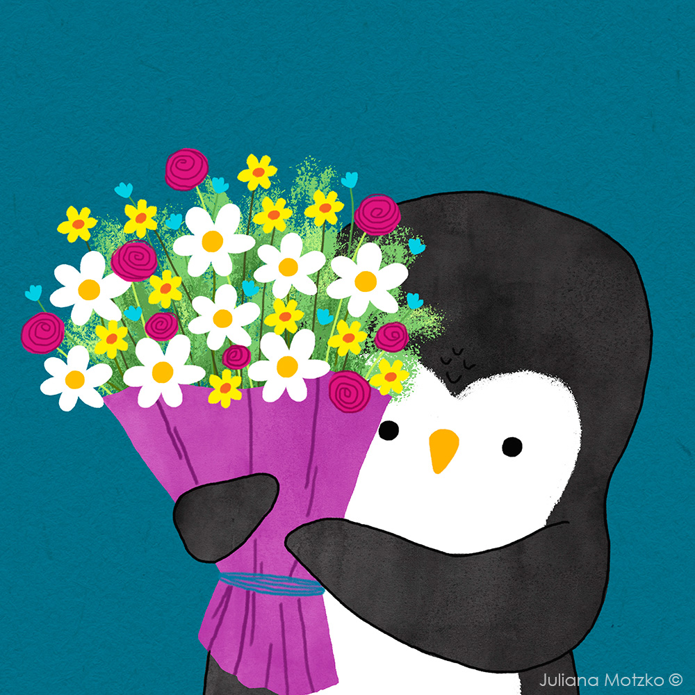 Feliz Dia das Mães!
Happy Mother's Day !
#DiadasMaes #MothersDay #ThePenguinsFamily #love #family #cute #floralbouquet #penguin #animal #flowers #illustration #childrenillustration #illustrator #JulianaMotzko