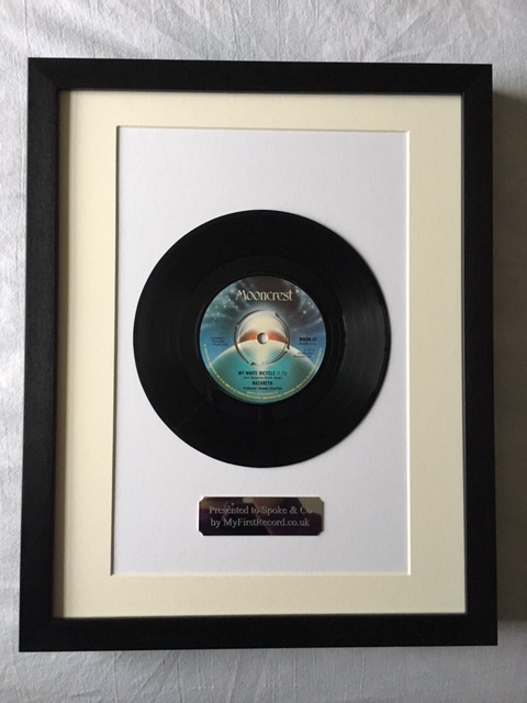 We take to the pedals  for the start of #NationalBikeWeek with this #framedvinylrecord taking pride of place in the MyFirstRecord.co.uk #RockandRollHallofFrame picture gallery

Fab #favouritesong #giftideas for a #musicfan #musiclover🎧 @ MyFirstRecord.co.uk