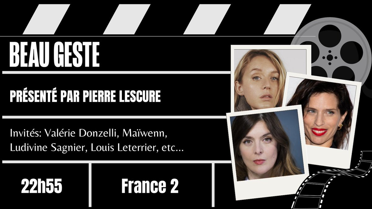 Place aux femmes dans le dernier épisode de Beau Geste!

RDV ce soir ou sur FranceTV: france.tv/france-2/beau-…

#valeriedonzelli
#Maiwenn 
#ludivinesagnier
#beaugeste 
@MediawanFr 
@francetvcinema