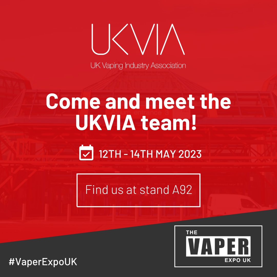 📣 Interested in finding out more about joining the UKVIA or what we do? Make sure to visit us at stand A92 today!

#VaperExpoUK @VaperExpoUK vaperexpo.co.uk