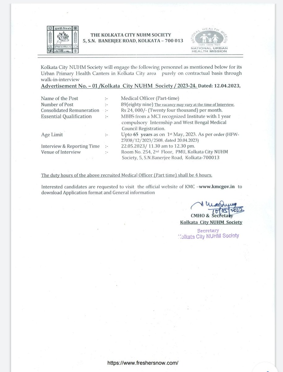 Indian__doctor's tweet photo. 89 Vacancies for MEDICAL OFFICER MBBS. 

Salary 24000 by Kolkata Municipal Corporation. 

Even the Group D workers have 30,000 per month.
****
&amp; @MamataOfficial was saying that Doctors are not joining .....
We have shortage !!
Need to make Diploma Doctor!!

@PMOIndia #medTwitter https://t.co/MSVqcuCnmT