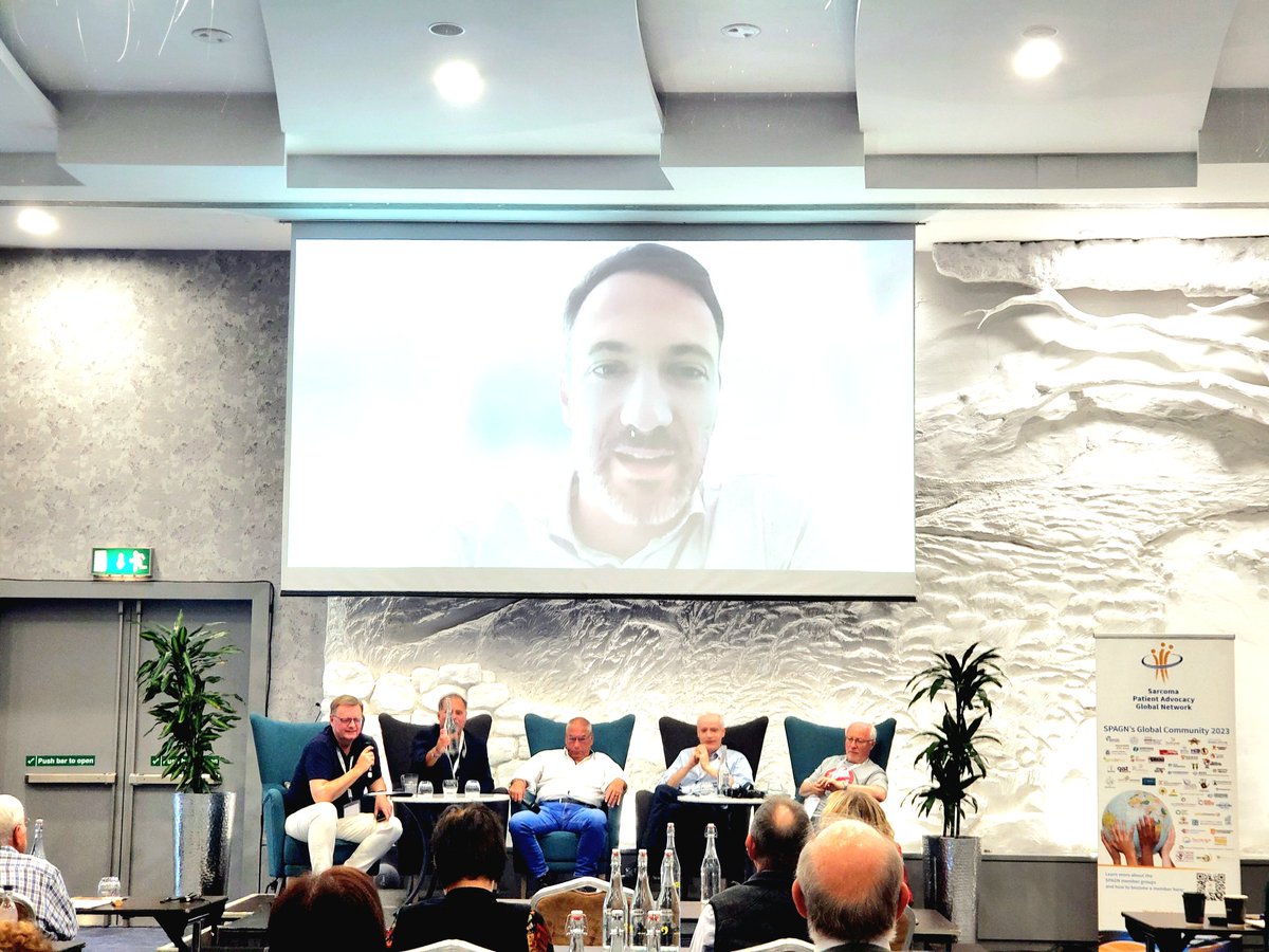 SPAGN (@sarcomapatients) on Twitter photo Day 2 of #NewHorizons23 kicks off with a working group discussion on improving treatments for survival AND quality of life, examined from the patient's POV. Featuring Markus Wartenberg, David Josephy, <a href="/JTrentMDPhD/">Jon Trent, MD, PhD</a>, <a href="/RobinL_Jones/">Robin Lewis Jones</a>, Dr. Peter Reichardt & Marco Baia joining remotely. Day 2 of #NewHorizons23 kicks off with a working group discussion on improving treatments for survival AND quality of life, examined from the patient's POV. Featuring Markus Wartenberg, David Josephy, <a href="/JTrentMDPhD/">Jon Trent, MD, PhD</a>, <a href="/RobinL_Jones/">Robin Lewis Jones</a>, Dr. Peter Reichardt & Marco Baia joining remotely.