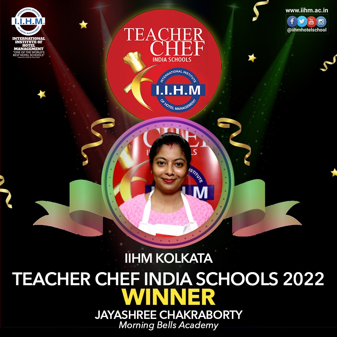 IIHMHOTELSCHOOL: IIHM family congratulates Mrs. Jayashree Chakraborty from Morning Bells Academy, to win the action-packed IIHM Teacher Chef India Finals 2022.

#iihmbest3years #worldlovesiihm #TCI2022 #TeacherChefIndia2022 #IIHMhotelschools #LearningisF…