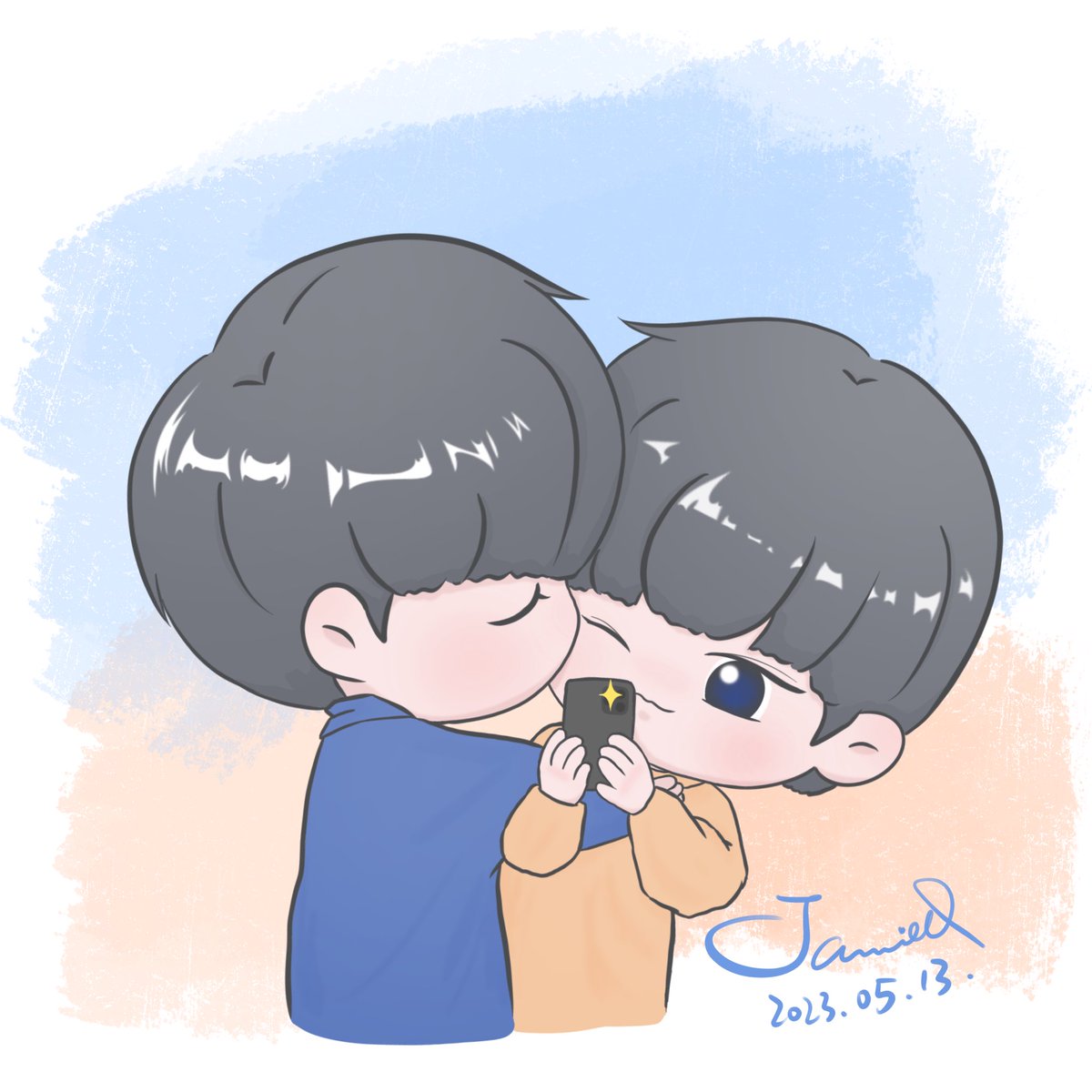 JJJJJamieChiu's tweet photo. 💙🐺&amp;🐱🧡
好久不画了闪现一下
来个jubjub
@zee_pruk @CwrNew 
#ZeePruk #NuNew #FanArtForZeeNuNew 
#ZeeNuNew #ซนซน #ZonZon 
#cutiepie #Zunshine #NanaNu https://t.co/vxK4eeH7IG