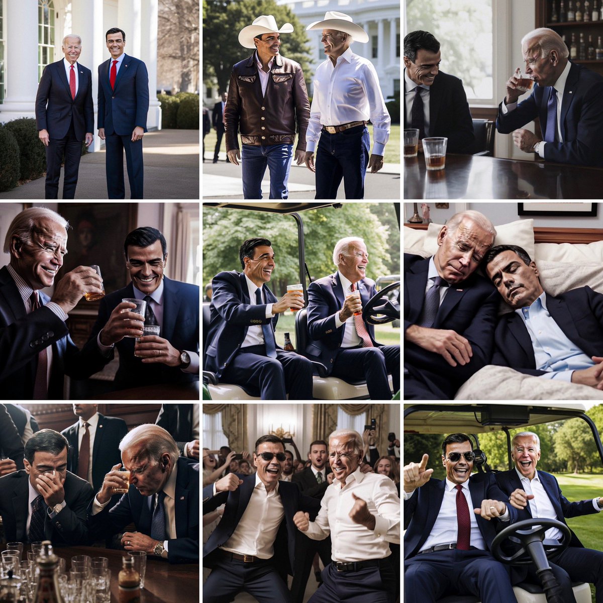 camerapolitics's tweet photo. 🤣 Los de @guerrillavisual se lo han pasado TETA con la visita de Sánchez a Biden y de paso nos han sacado una buena carcajada

🤖 No sabemos si al final sacaremos algo bueno de la IA pero lo que nos vamos a reír por el camino … #compol #compoldigital https://t.co/8GmSlKN8Tb