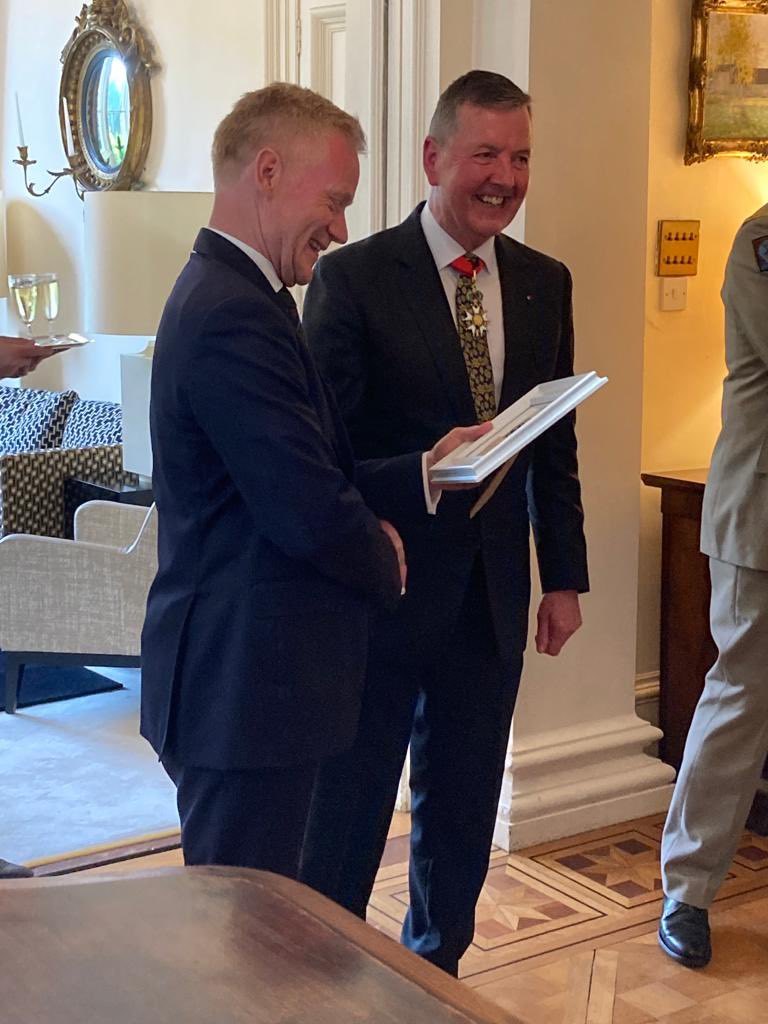 mark_mellett's tweet photo. On behalf of my family, merci à l'Ambassadeur @vincentguerend, au Général Eric Bellot des Minières et à la France pour la nomination de Commandeur dans l'Ordre National de la Légion d'Honneur au nom du Président de la République Française. https://t.co/wmRBPXPa4B