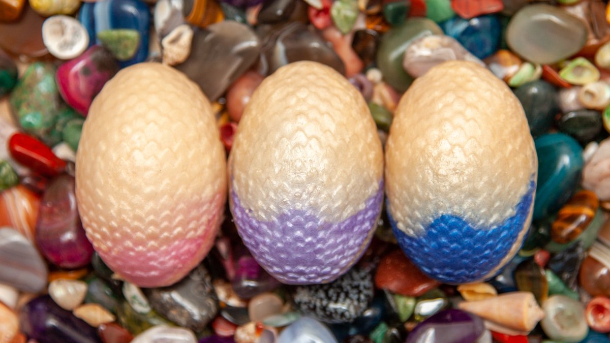 Three new #dragon egg #soaps - Manticore, Phoenix and Sphinx, with scents of pear/pecan, pear/freesia, and honey - get them today at dragonseggsoaps.scot 
#vegan #plasticfree #naturefriendly #gift