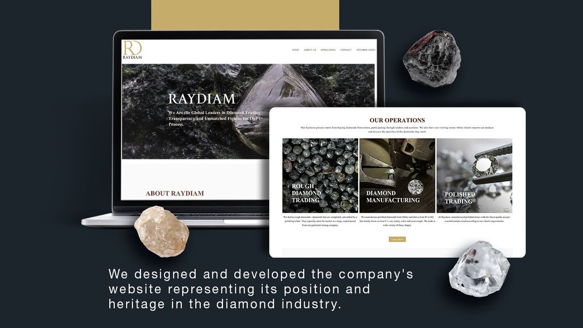 PLAN_A_Agency's tweet photo. Our team developed Raydiam's website (https://t.co/L3Ig9KYcqx), representing its position and heritage in the diamond industry and highlighting its world-class services in sourcing and trading raw diamonds.
Learn more about our projects on our page!
#PlanAagency #Raydiam https://t.co/4aD32ZKIVy