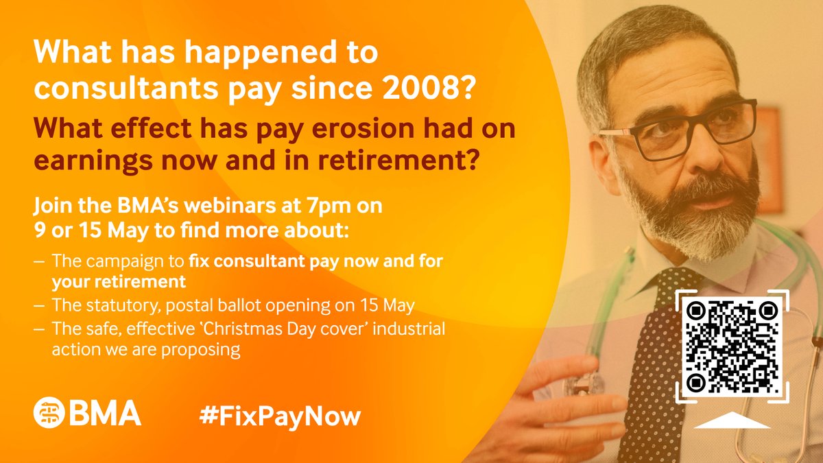 Make sure you've signed up to our webinar tomorrow at 7pm to help answer any questions you may have about the ballot and the wider pay and retirement campaign. bma.org.uk/events/why-the…