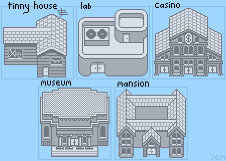 Overworld / Level Select Menu Buildings (Concept/WIP)
#pixelart #indiegames #IndieGameDev #gjaotearoa23 #pixel_dailies