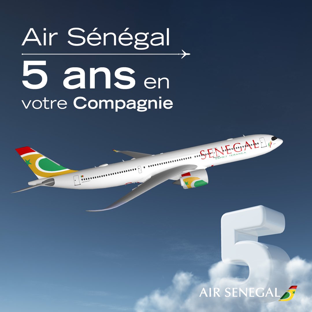 FlyAirSenegal's tweet photo. Nous sommes fiers de célébrer 5 ans en votre compagnie 🥳

Depuis 2018, nous avons connecté les passagers et les cultures. Nous avons hâte de continuer pour vous, avec vous ❤️

#AirSénégal5ans #FlyTheSenegalWay
#CelebrateAirSenegal https://t.co/XmJMKopoLN