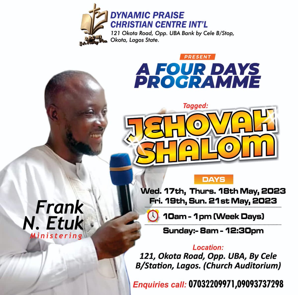 dynamicpraisec's tweet photo. JEHOVAH SHALOM MEANS THE LORD MY PEACE.
 When you're closer to God you're entitled to having PEACE in your spiritual lives, academics, marriages, homes etc. I launch you into the ocean of PEACE.
You're invited👇 https://t.co/bdDDzciu1z