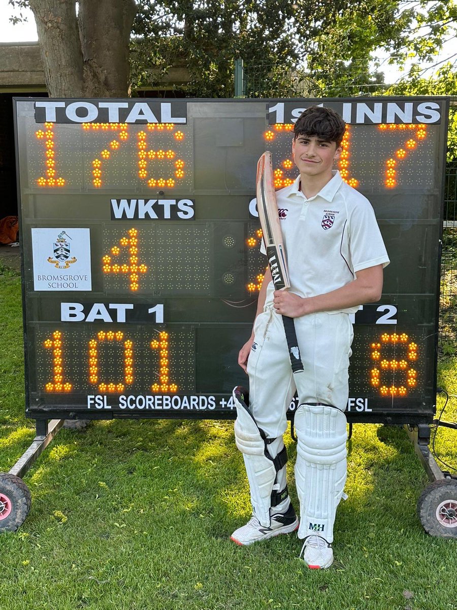 Congratulations to Will B on scoring 101 not out in the U15 cricket match. #PupilAchievements #BromsSport #BromsCricket #SchoolSport #InspiringSchools #BromsgroveSchool