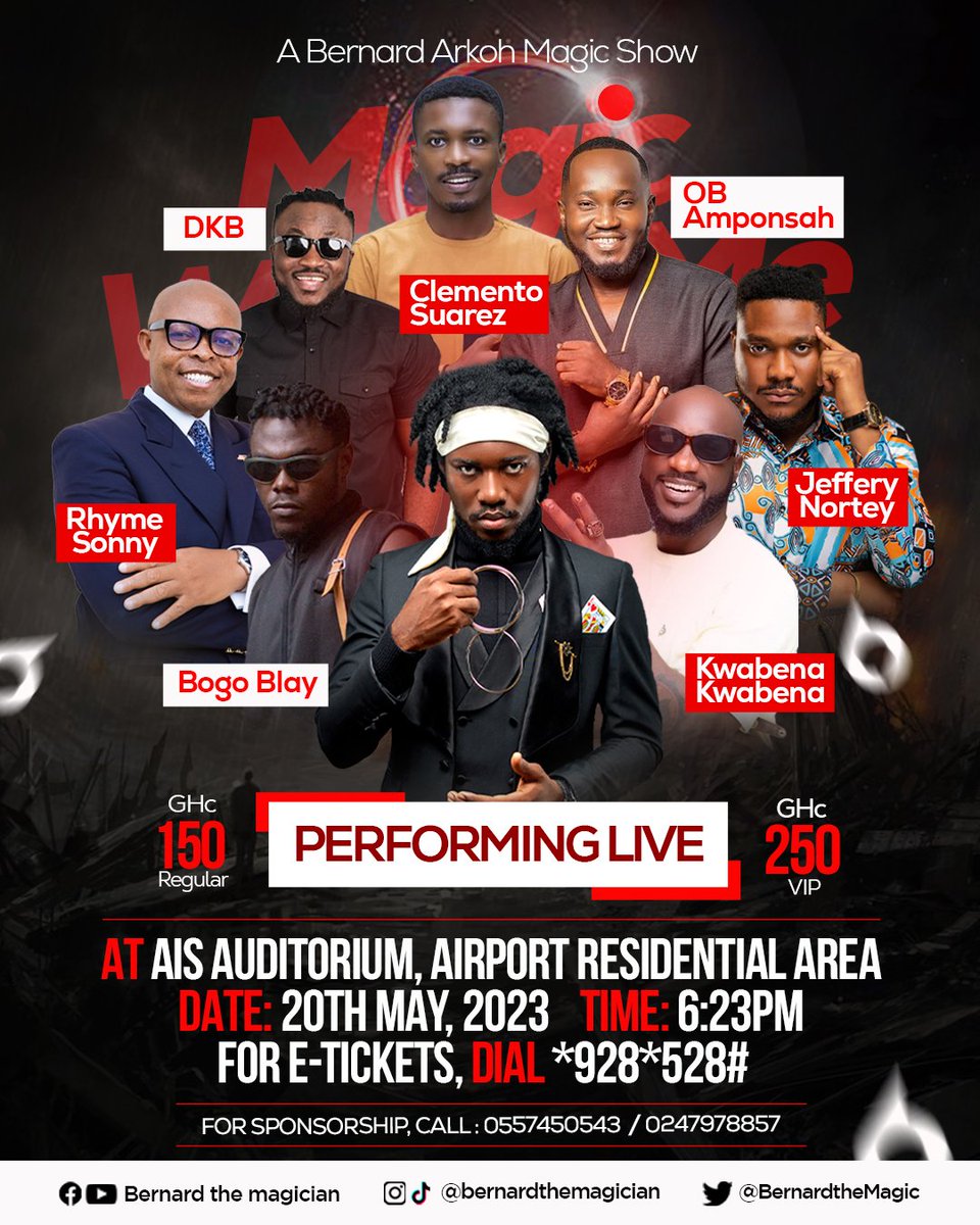 BernardtheMagic's tweet photo. You were Within Your Mum.
I'm organizing Magic Within Me.
Why not buy a ticket for your mum because she brought out the magic within her?
Dial *928* 528# to purchase your tickets.
pizzaman blacko Kojo Jones #MagicWithinMe #bernardthemagician #bernardarkoh https://t.co/3D4TBtvGro