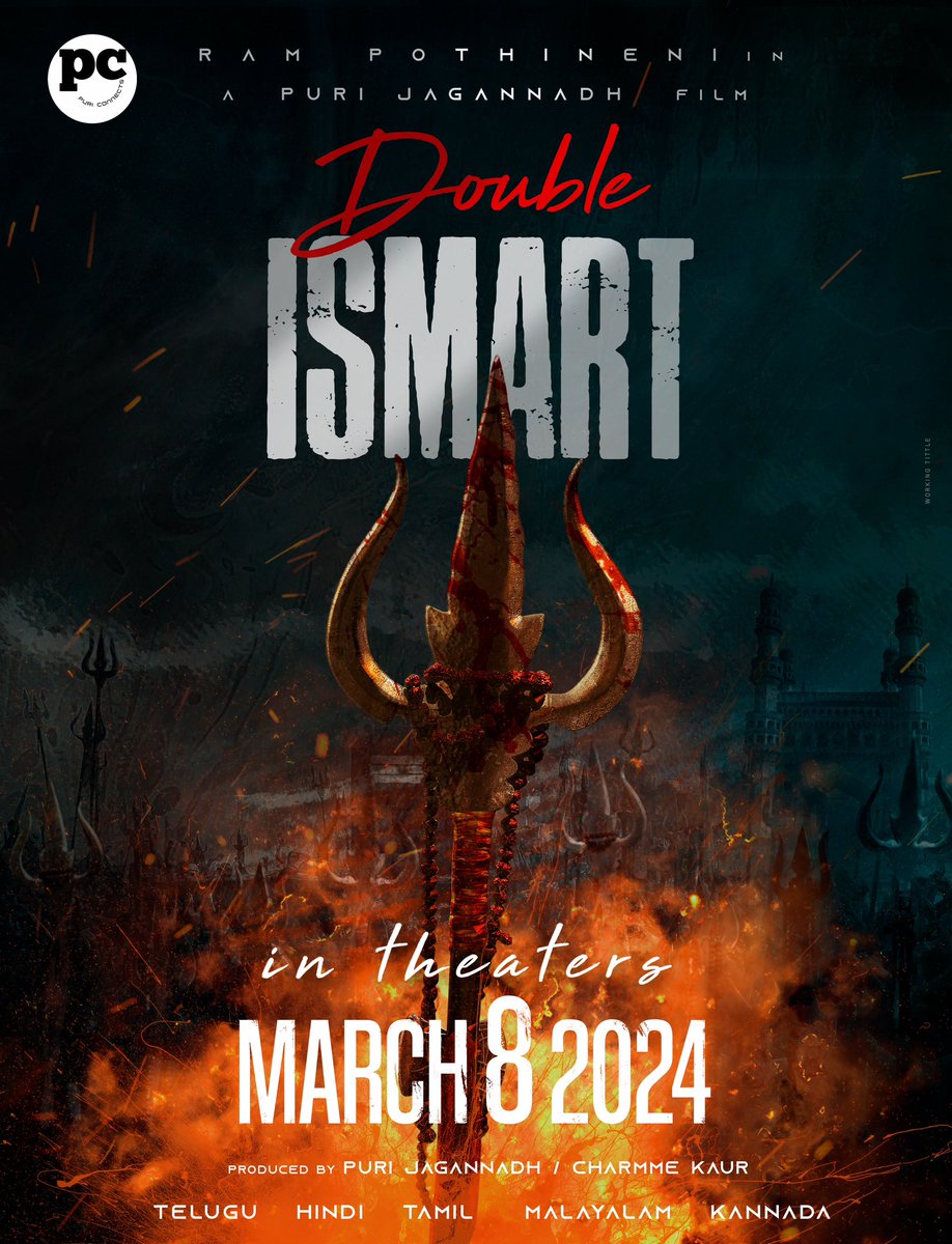 taran_adarsh's tweet photo. RAM POTHINENI - PURI JAGGANADH REUNITE FOR ‘iSMART SHANKAR’ SEQUEL… TITLED ‘DOUBLE iSMART’… On the eve of #RamPothineni’s birthday, director #PuriJagannadh announces his next PAN-#India project, titled #DoubleiSmart… Sequel to #iSmartShankar… Will star #RamPothineni in the lead.

#DoubleiSmart will release in #Telugu, #Hindi, #Tamil, #Malayalam and #Kannada languages on 8 March 2024 [#MahaShivratri]… Produced by #PuriJagannadh and #CharmmeKaur.