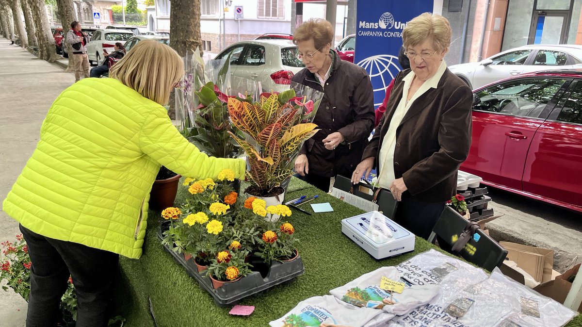 RadioSeu's tweet image. #EnAquestsMoments Parada de venda solidària de flors i plantes al passeig de Joan Brudieu de #laSeu d'Urgell, a càrrec de #MansUnides. #AltUrgell