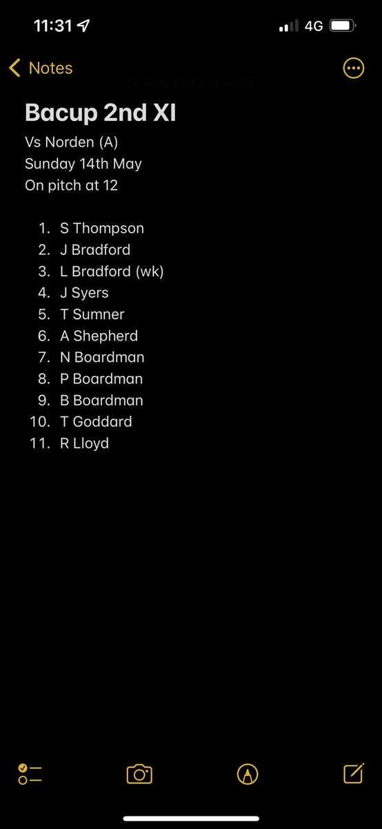 ScottyT29's tweet photo. @NordenCC @TodmordenCC @BacupCC Been asked to send you the team sheet for today! Not in batting order sorry! https://t.co/xFxZRWFD9l