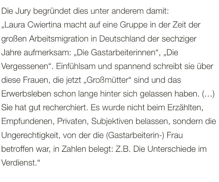 LauraCwiertnia's tweet photo. Letztes Jahr erschien meine Recherche zu den 700 000 Gastarbeiterinnen, die, wie meine Großmutter, nach Deutschland kamen und an die sich heute kaum jemand erinnert. Freitag habe ich dafür den #Ensemble-Journalistenpreis bekommen und ich freue mich wirklich sehr 🥳 @ZEITmagazin https://t.co/sYsRSXCm9A