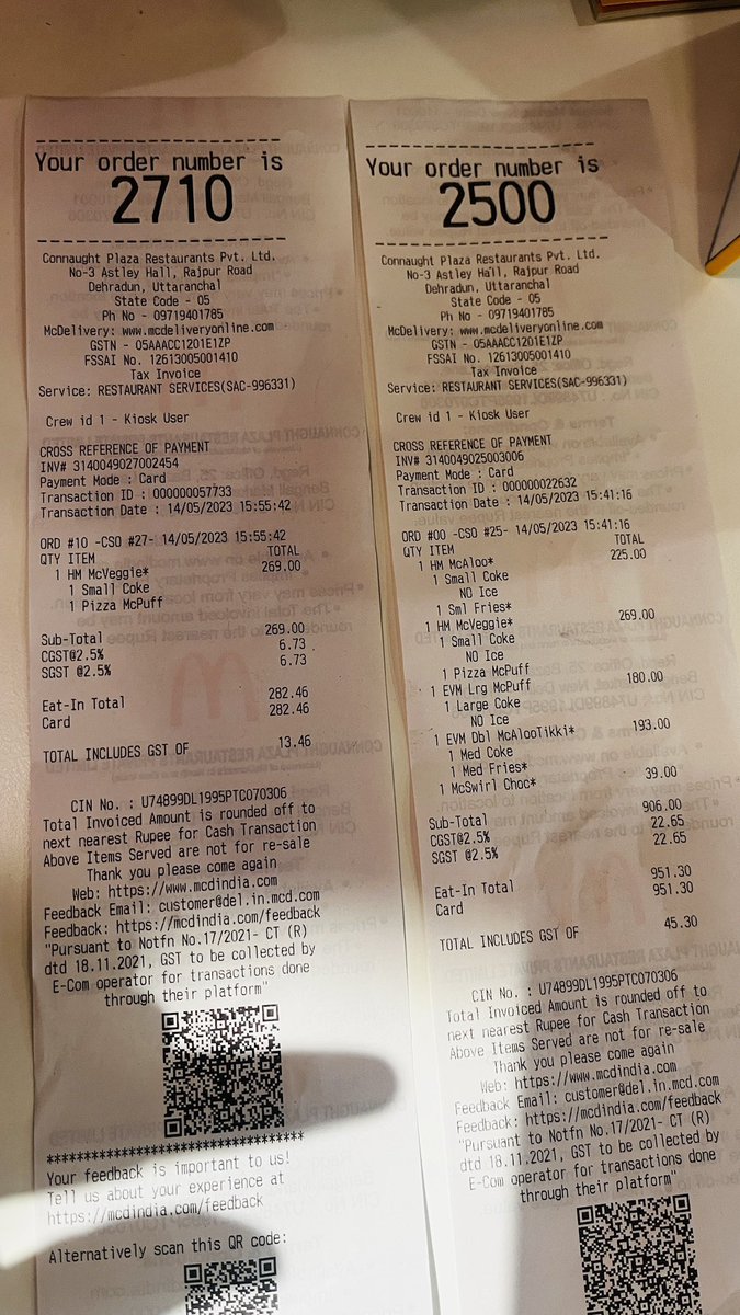 KVirmani23's tweet photo. @mcdonaldsindia it has been more than 35 mins my order has not been reached i placed a 2nd order which is arrived and  till now No delivery poor servic #mcdonaldsindia #dehradun #rajpuroad  order 2710 reached and 2500 still pending #poorservice #highwaitingtime https://t.co/0lFwur0l8B