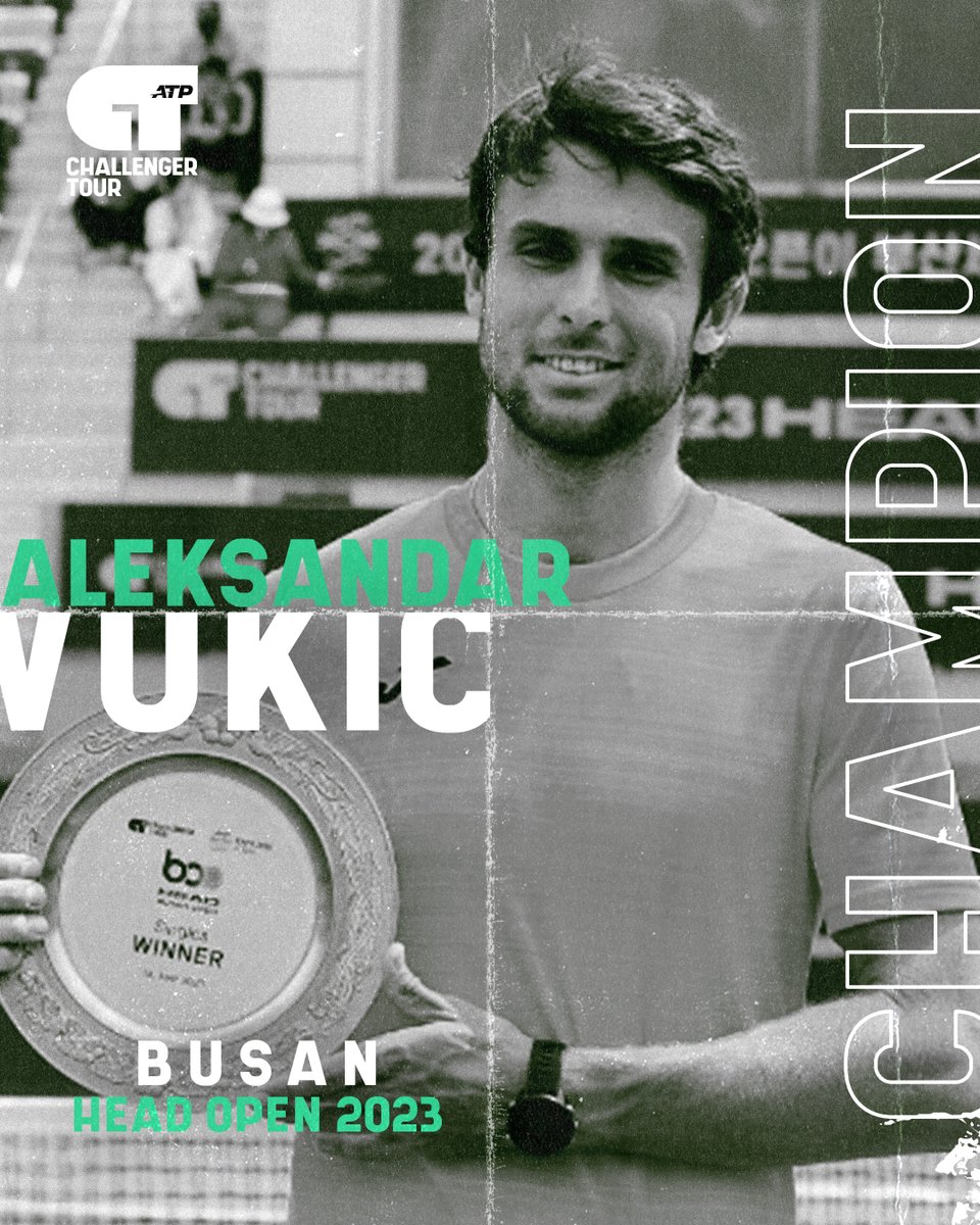 ATPChallenger's tweet photo. Champion in Busan 🏆

🇦🇺 Aleksandar Vukic defeats Purcell 6-4, 1-0(ret) to claim his first #ATPChallenger title of the year and the second of his career! https://t.co/2ucUcgSxm1