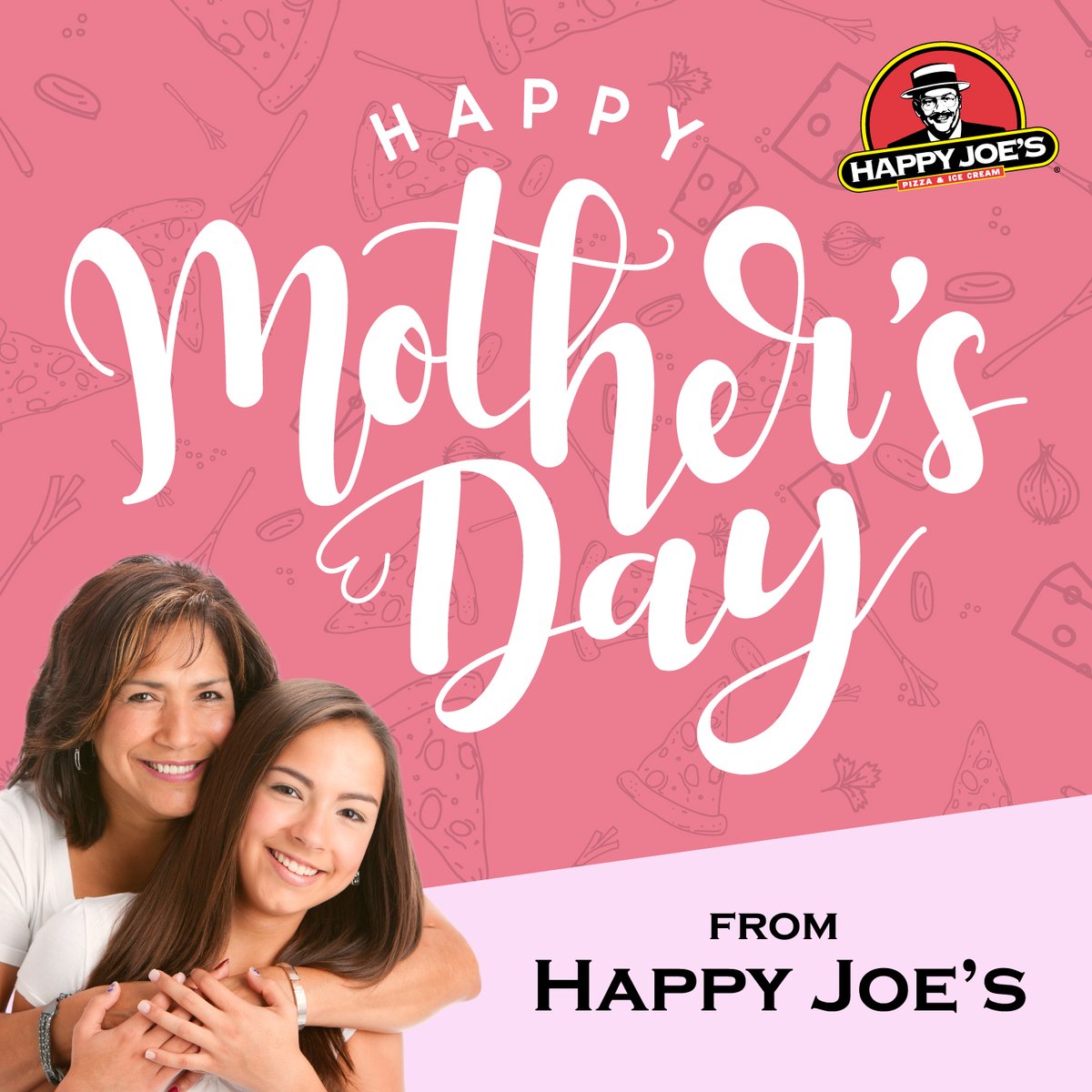 Happy Mother's Day! 🌸🍕🌺 You got her flowers, now get her a delicious Taco Joe Pizza from Happy Joe's!