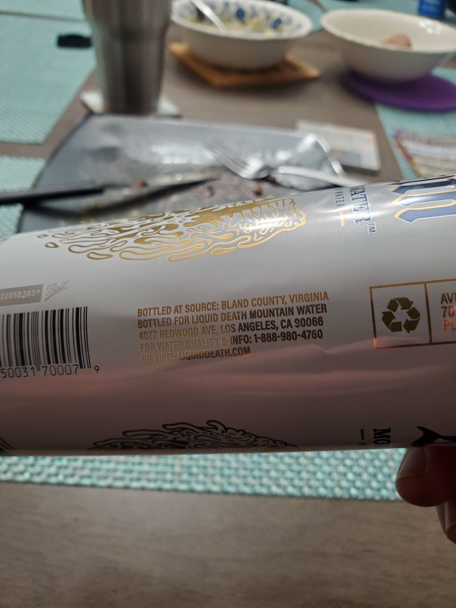 ATratar's tweet photo. @LiquidDeath did I buy bootleg water at @Walmart?  My cans usually say Frankenmarkter,Austria on them not Virginia.  You can definitely taste the difference between cans. https://t.co/3lvTVWd2Ub
