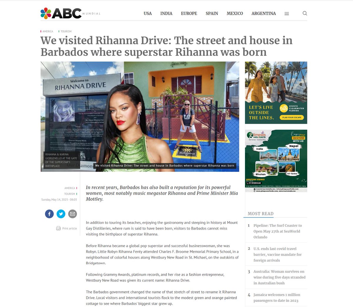 ABCMundial's tweet image. ABC MUNDIAL visited #RihannaDrive: The street and house in Barbados 🇧🇧 where superstar #Rihanna was born
@rihanna #VisitBarbados
@Barbados
@GiorgenelloKari @ABCMundial 
abcmundial.com/en/2023/05/14/…