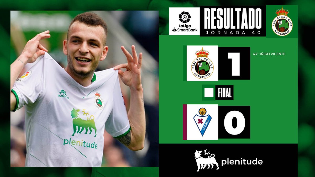 realracingclub's tweet photo. ⏹️ ¡FINAAAAAAAAAAAAAAAL!

Racing 1-0 Eibar

(🪄 @ivicente9)

#️⃣ #RacingEibar https://t.co/JxJV2jciUF