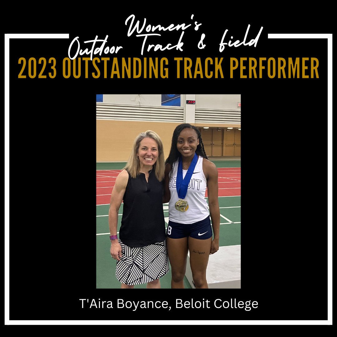 MWCSports's tweet photo. Congratulations to T'Aira Boyance of Beloit College! T'Aira is the 2023 MWC Women's Outdoor Track &amp; Field Outstanding Track Performer! @BeloitBucs https://t.co/7BtT7F1V4v