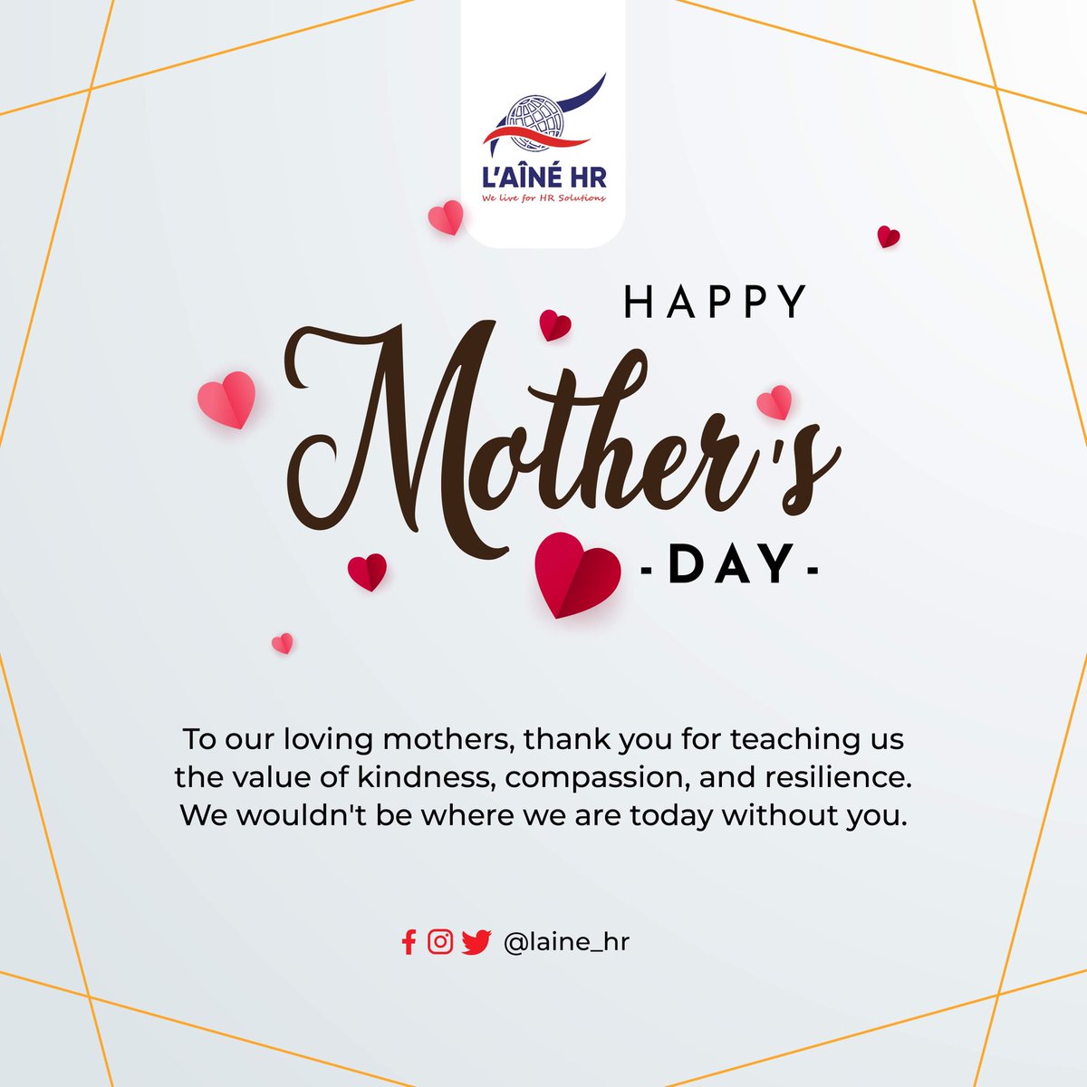 LAINE_HR's tweet photo. Happy Mother's Day to all the amazing moms on the L’AINE HR staff and mothers across the world! Your hard work and dedication both at work and at home are truly inspiring. 

#happymothersday  #LaineHR #workingmom  #mombosses  #supermoms #hr #work https://t.co/bLB8UUBfzL