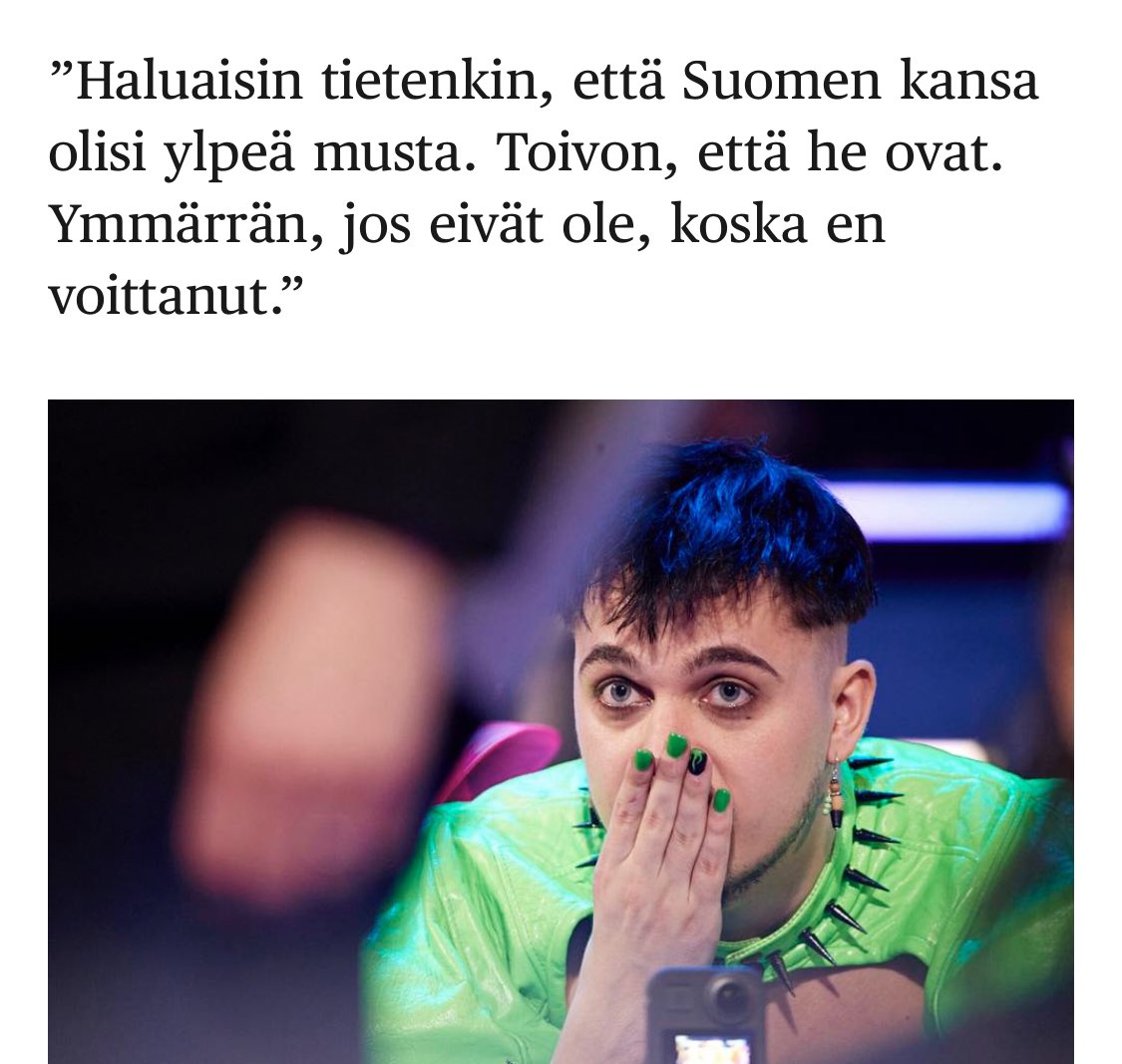 lauri_linden's tweet photo. Jere. Voin luvata, että KUKAAN suomalainen ei ole pettynyt suhun. Me kaikki ollaan ihan helvetin ylpeitä. Teit yhden viisuhistorian kovimmista suorituksista💚 https://t.co/BORqdpiNyP