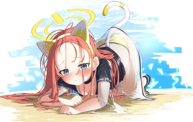 ネコ×水着ユズの幻覚です #ブルアカ #BlueArchive 