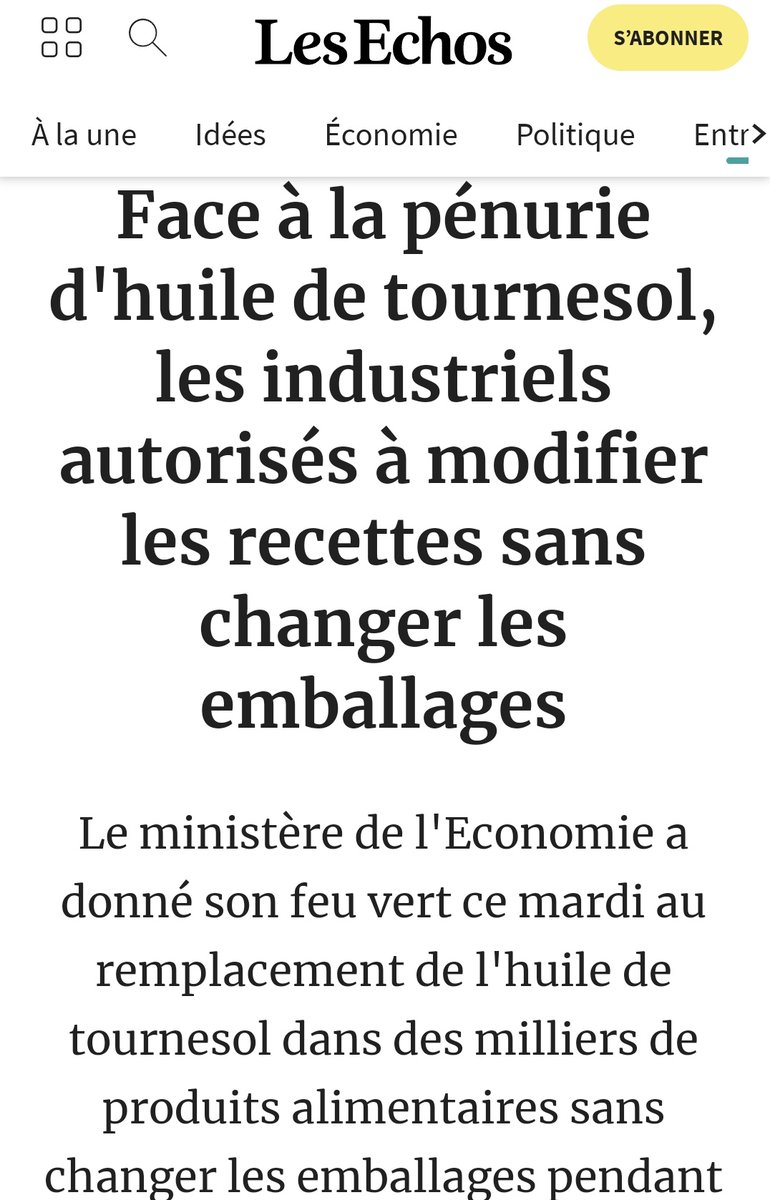 cryptonatorFR's tweet photo. @2020Marceau @revoltes @Leclerc_MEL @Leclerc n'y est pour rien car le changement de composition des huiles dans les produits alimentaires sans obligation de modifier le packaging, est approuvé par @Economie_Gouv

Donc c'est legal 😏

https://t.co/29so8z94Ck https://t.co/YK6hmO2cjx