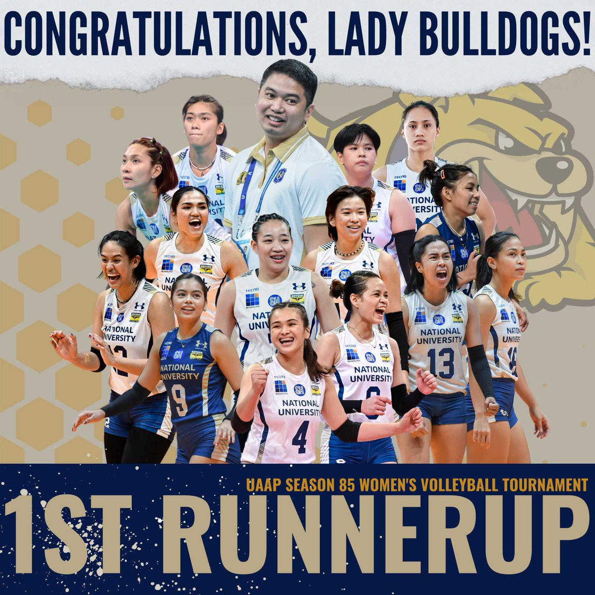 PODIUM FINISH! 💛💙

Congratulations to the National U Lady Bulldogs for taking home silver medals in the UAAP Season 85 Women's Volleyball Tournament today.

Player photos: UAAP Media Bureau/ James Lapuz
#GoBulldogs #UAAPSeason85