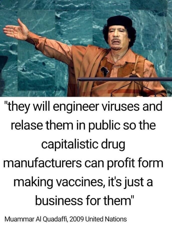 cfazzer's tweet photo. Muammar al-Qaddafi tried to warn us & you know what happened to him!
These globalists have used people as pawns for centuries! You will be in shock (if) when you learn actual history opposed to what they shove down our throats in #LearningInstitutions
This was part of his speech at the satanic #UN
#TheFazClubTruths #Cfazzer #Fight4USorGTFO #KnowTrueHistory