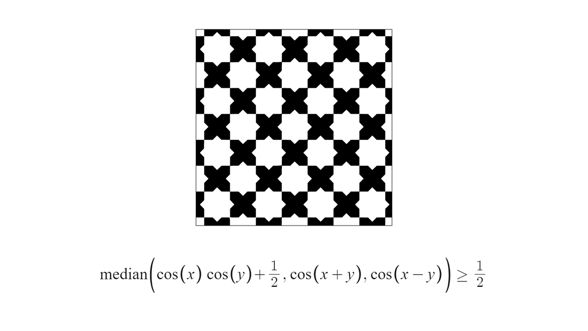 Pixelated_Donut's tweet image. ホームデポ行った。
タイル見つけた。
関数アートにした。
#MathinReality　＃関数アート　#desmos