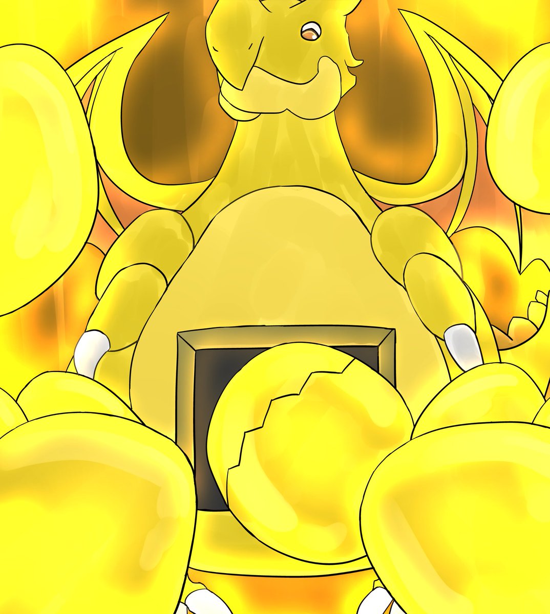 「何となく、金の卵大量放出中のガチャドラを描いてみました! #イラスト #パズドラ」|サシミン【おえかき実況者】のイラスト