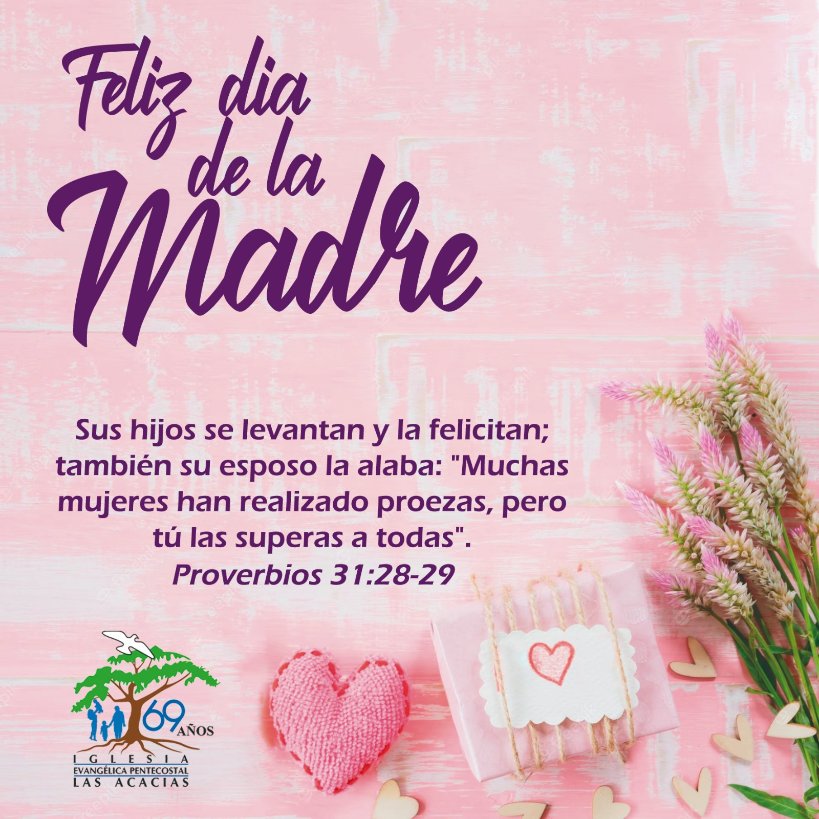 las_acacias's tweet photo. Sus hijos se levantan y la felicitan; también su esposo la alaba: "Muchas mujeres han realizado proezas, pero tú las superas a todas"
Proverbios 31:28-29

¡Feliz día de la madre! Especialmente a todas nuestras servidoras y congregantes, que Dios las bendiga grandemente
#IEPLA https://t.co/IEwxS6MuLN