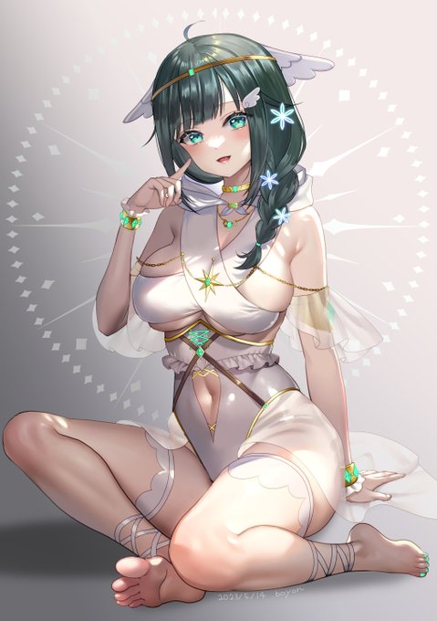 #Skeb 
太腿めちゃんこ上手く塗れました!
って宝石のレイヤー非表示になってるな?すぐ納品し直します🙇 