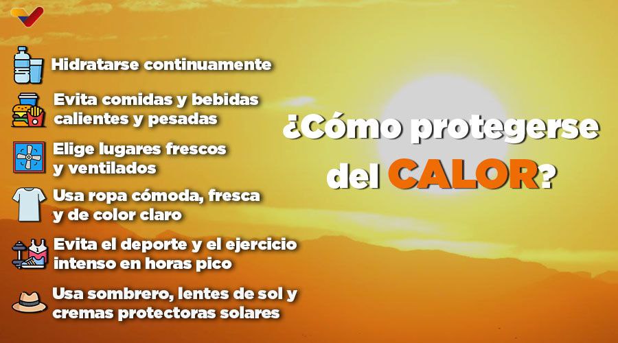 #ATENCIÓN🔴| Es importante que te  protejas del calor y, para ello, te invitamos a: 

-Hidratarte continuamente💧
-Elige estar en lugares frescos y ventilados 🪟
-Usa ropa cómoda, fresca y, preferiblemente, de color blanco. 

#DíaDeLaMadreEnAmor